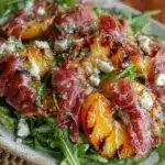 grilled peach and arugula salad - featured image