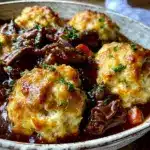 guinness beef stew with cheddar dumplings - featured image