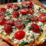 healthy high protein cottage cheese flatbread pizza - featured image