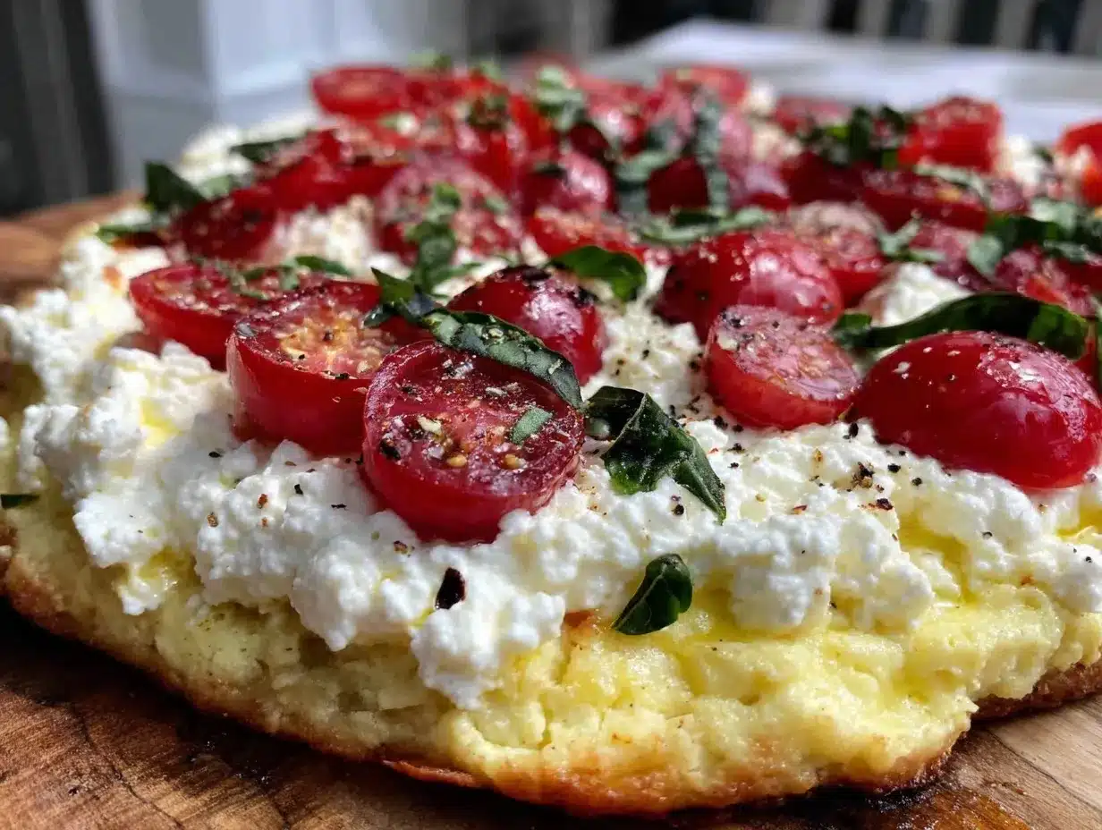 healthy high protein cottage cheese flatbread pizza preparation steps