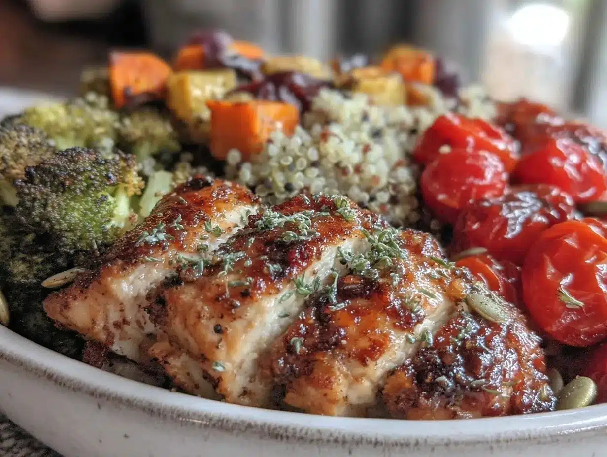 high-protein chicken and roasted veggie buddha bowls preparation steps