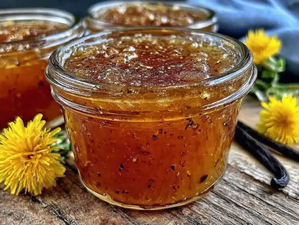 homemade dandelion honey jelly - featured image