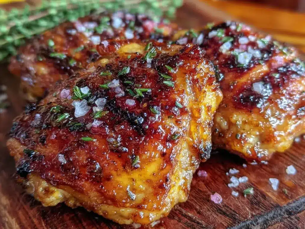 honey garlic grilled chicken thighs - featured image