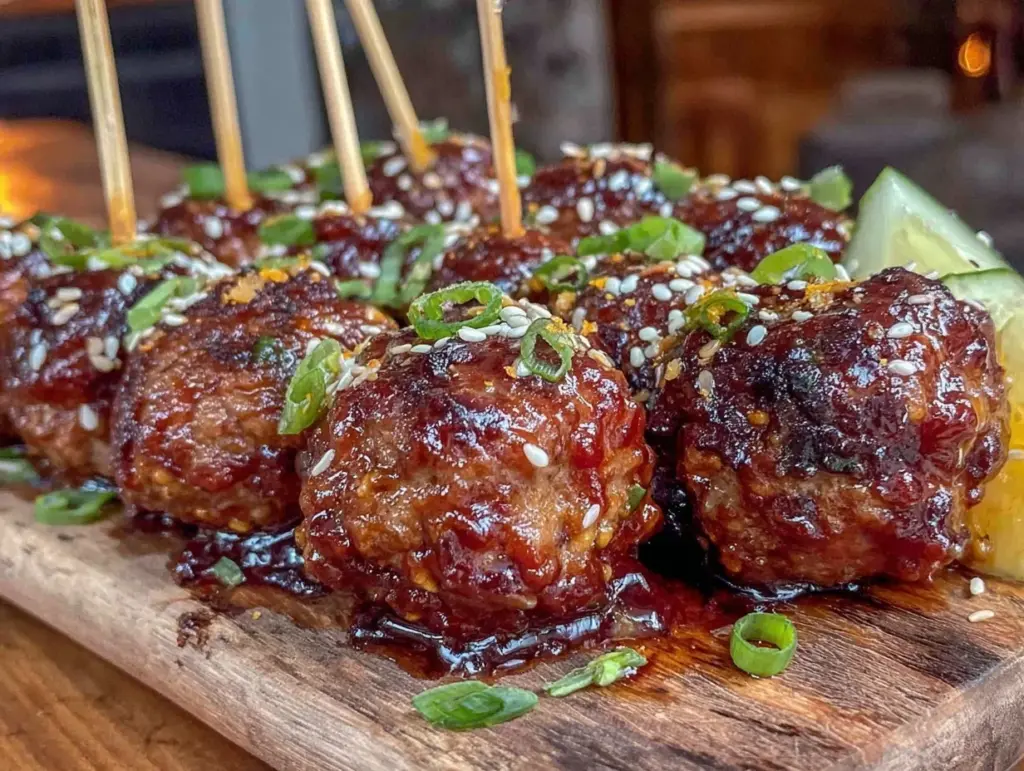 Korean BBQ meatball skewers - featured image