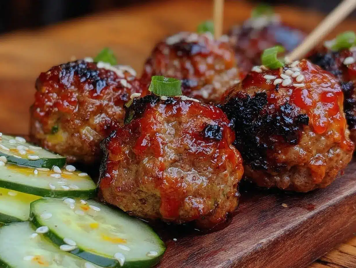 Korean BBQ meatball skewers preparation steps
