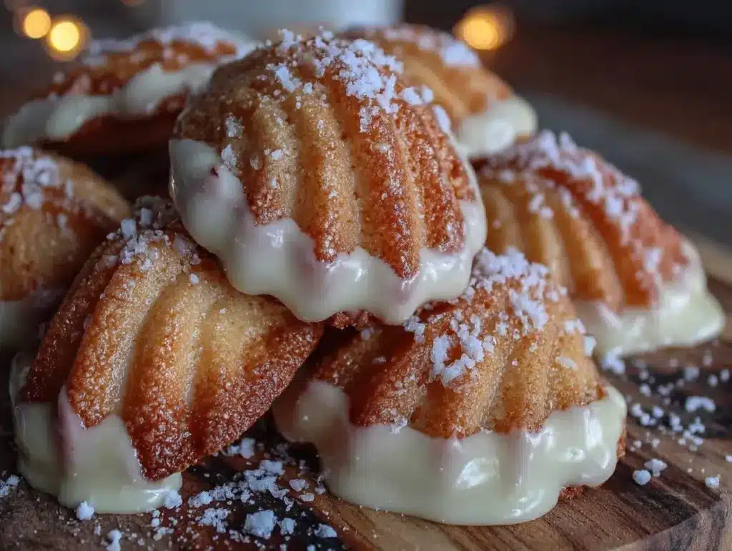 madeline cookies dipped in white chocolate - featured image