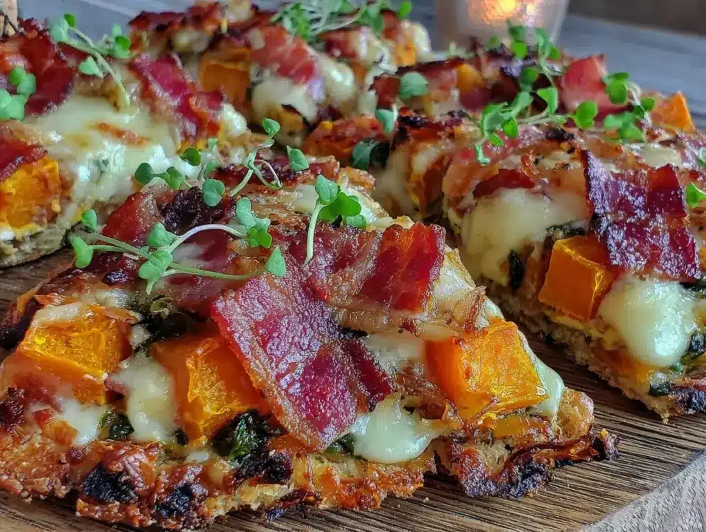maple bacon roasted butternut squash flatbread - featured image