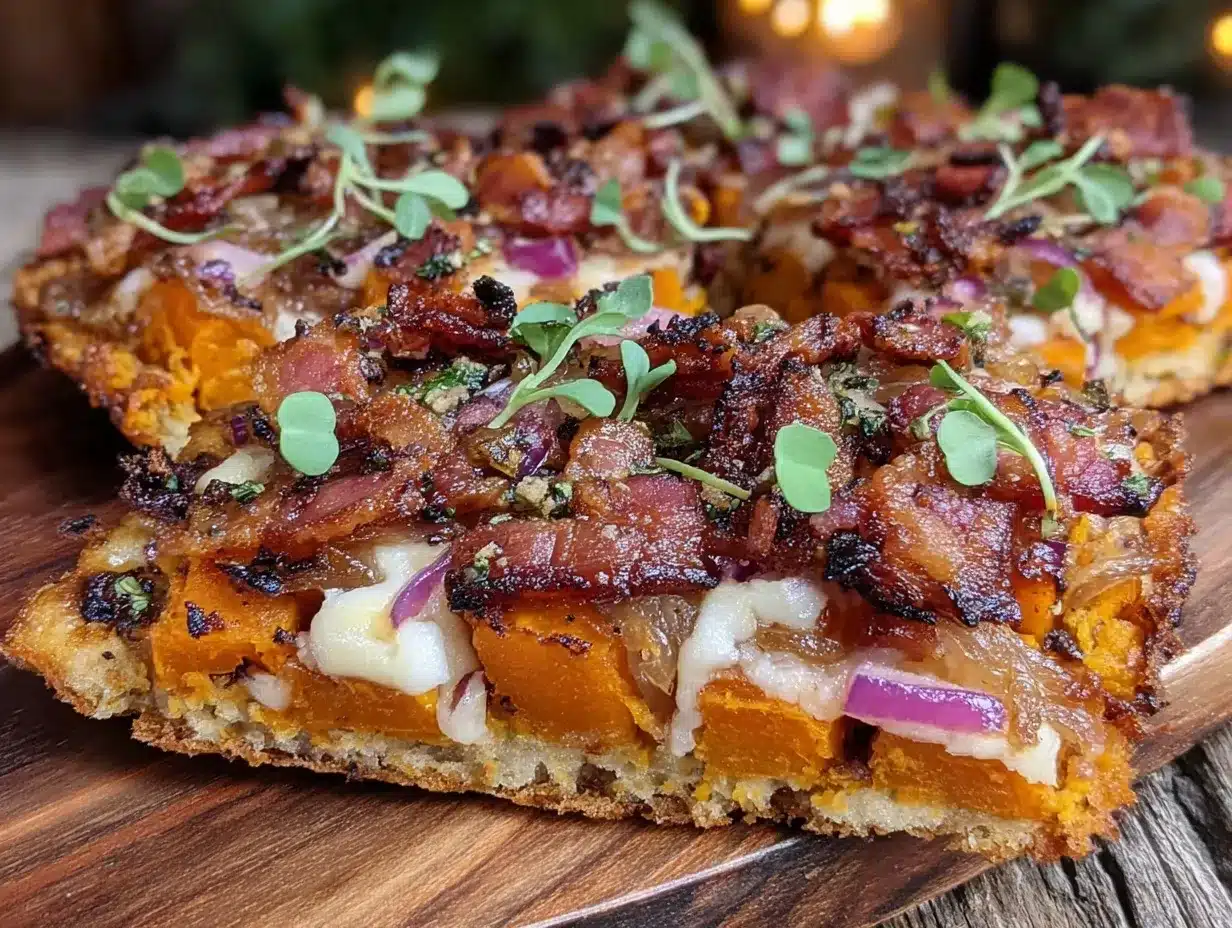 maple bacon roasted butternut squash flatbread preparation steps