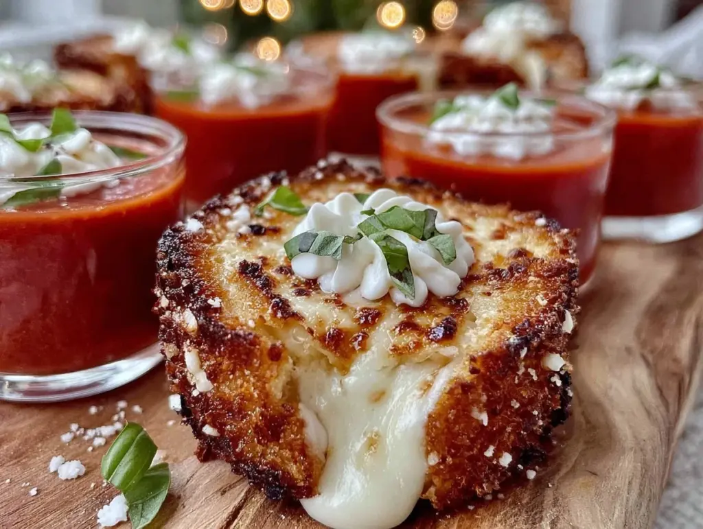 mini grilled cheese and tomato soup shooter cups - featured image