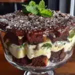 mint chocolate brownie trifle - featured image