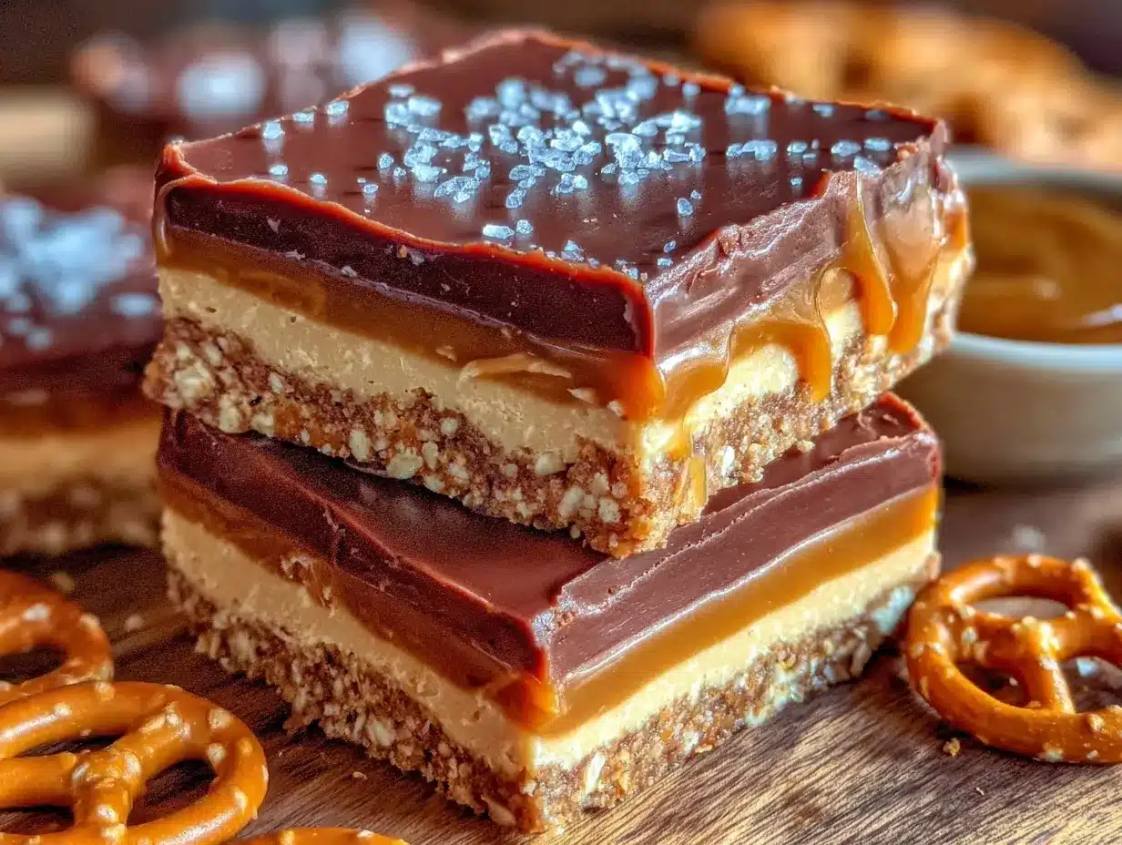no-bake chocolate peanut butter pretzel bars preparation steps