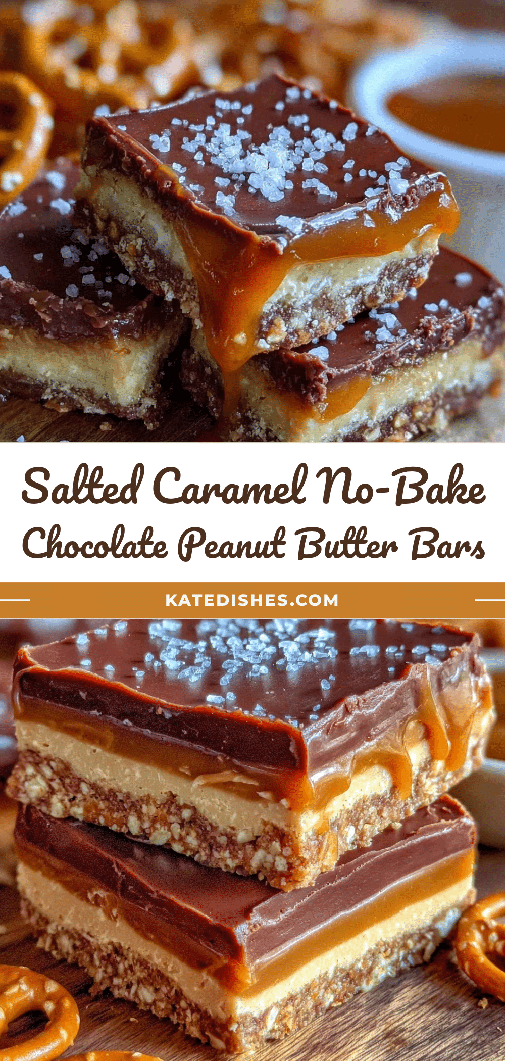 no-bake chocolate peanut butter pretzel bars recipe
