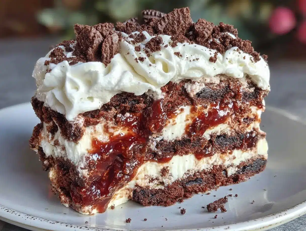 no-bake Oreo icebox cake preparation steps