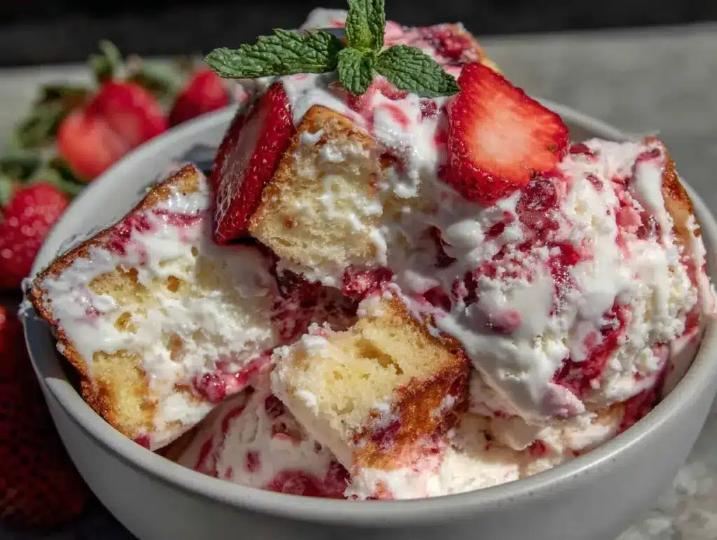 no-churn strawberry shortcake ice cream - featured image