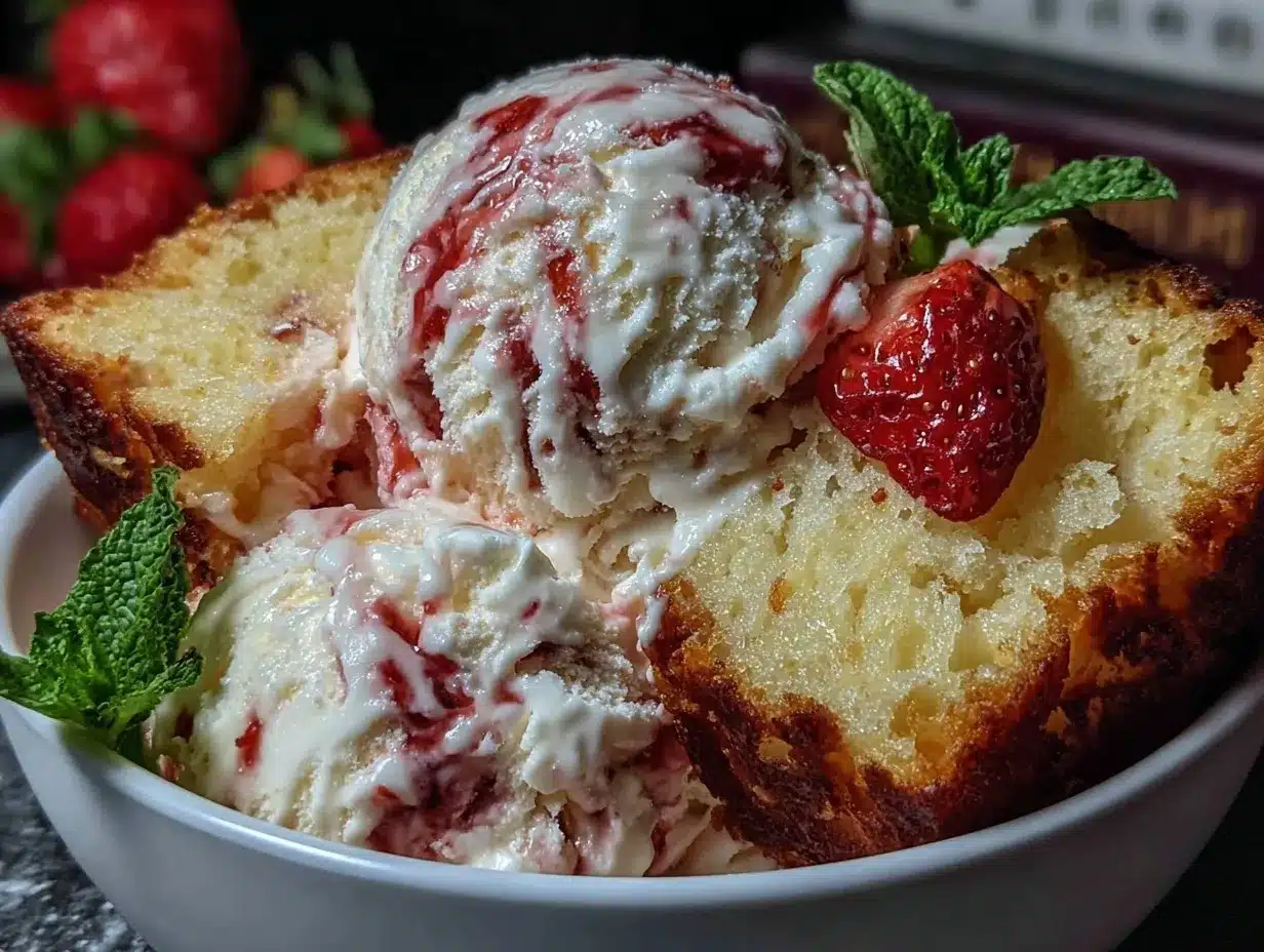 no-churn strawberry shortcake ice cream preparation steps
