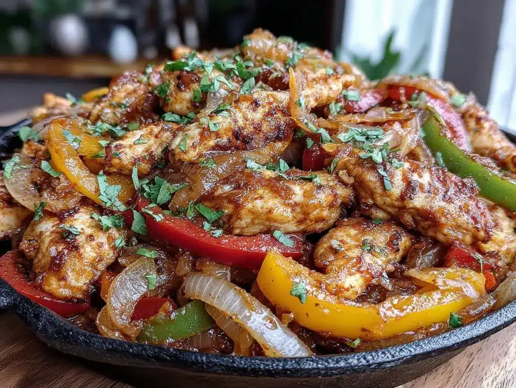 one-pan chicken fajita skillet - featured image
