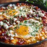 one-pan harissa baked eggs - featured image