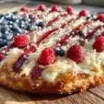 patriotic flag sugar cookie pizza - featured image