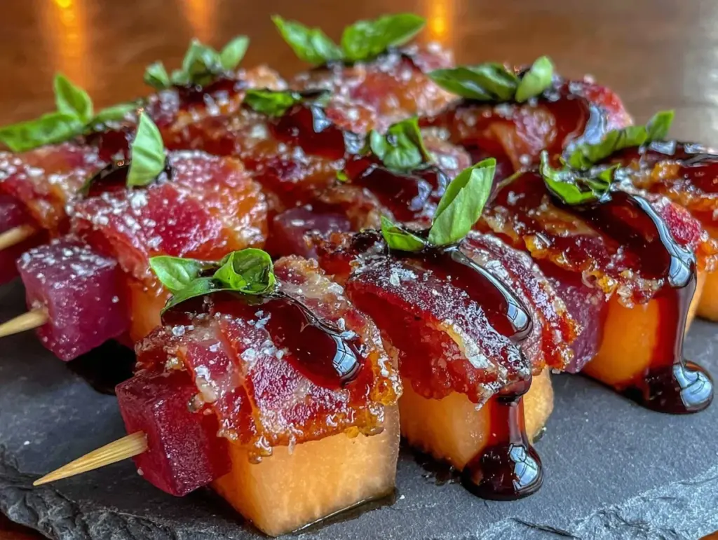 prosciutto-wrapped melon skewers - featured image