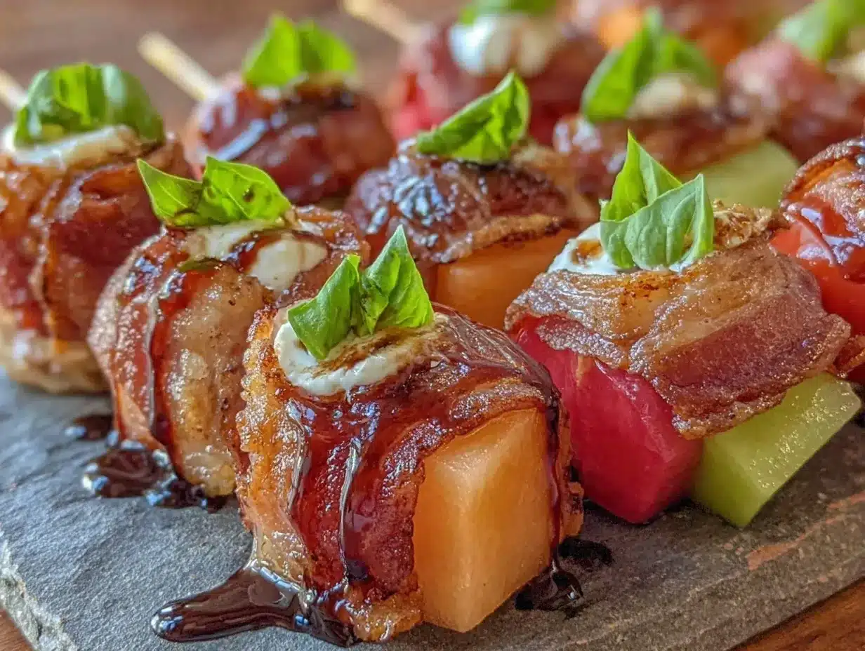 prosciutto-wrapped melon skewers preparation steps