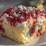 red white and blue poke cake - featured image