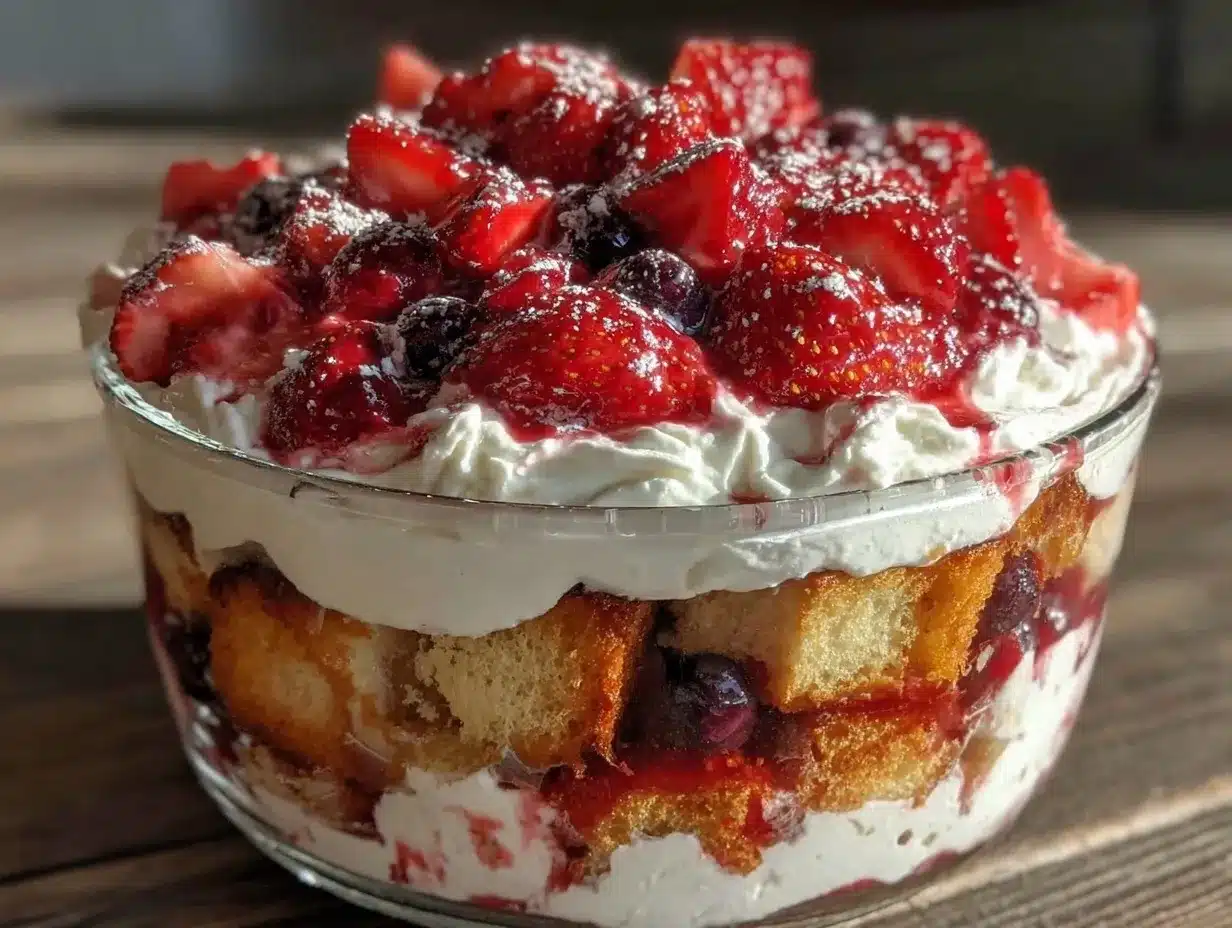 red white and blue trifle preparation steps