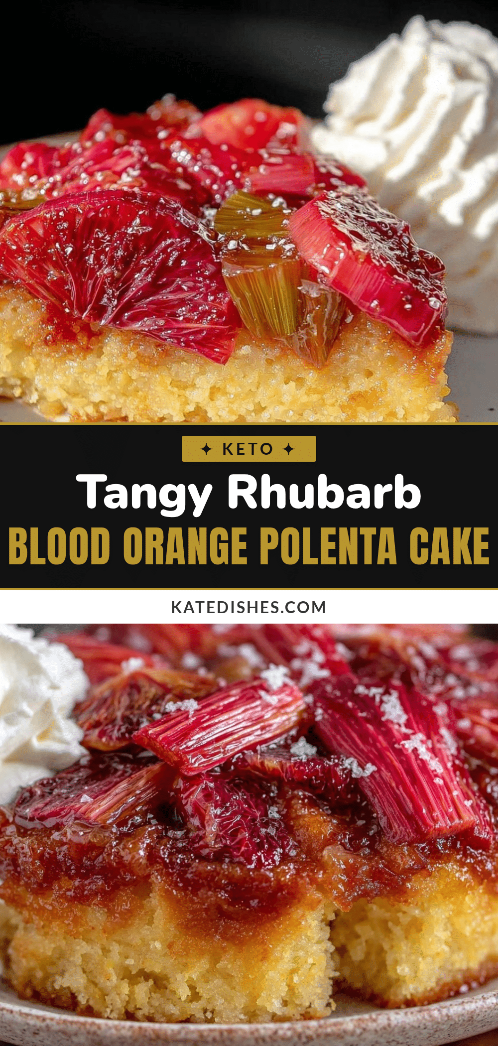 rhubarb and blood orange upside-down polenta cake recipe
