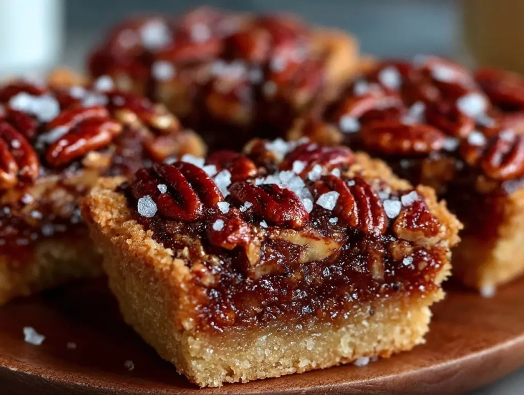 salted honey pecan pie bars - featured image