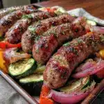 sheet pan sausage and veggie bake - featured image