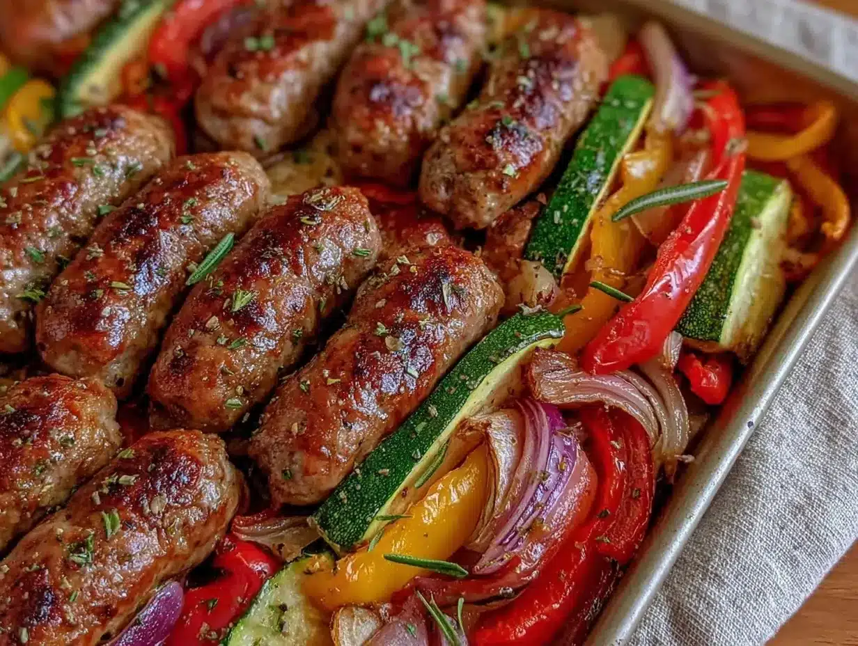 sheet pan sausage and veggie bake preparation steps