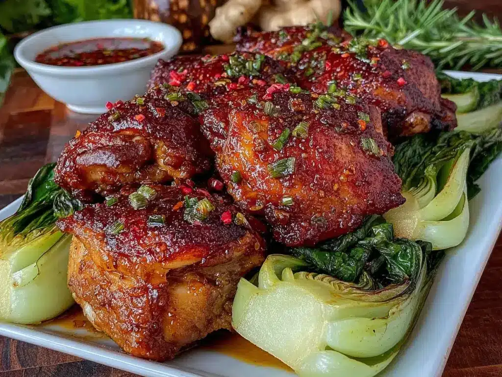 sheet pan soy glazed chicken and bok choy - featured image