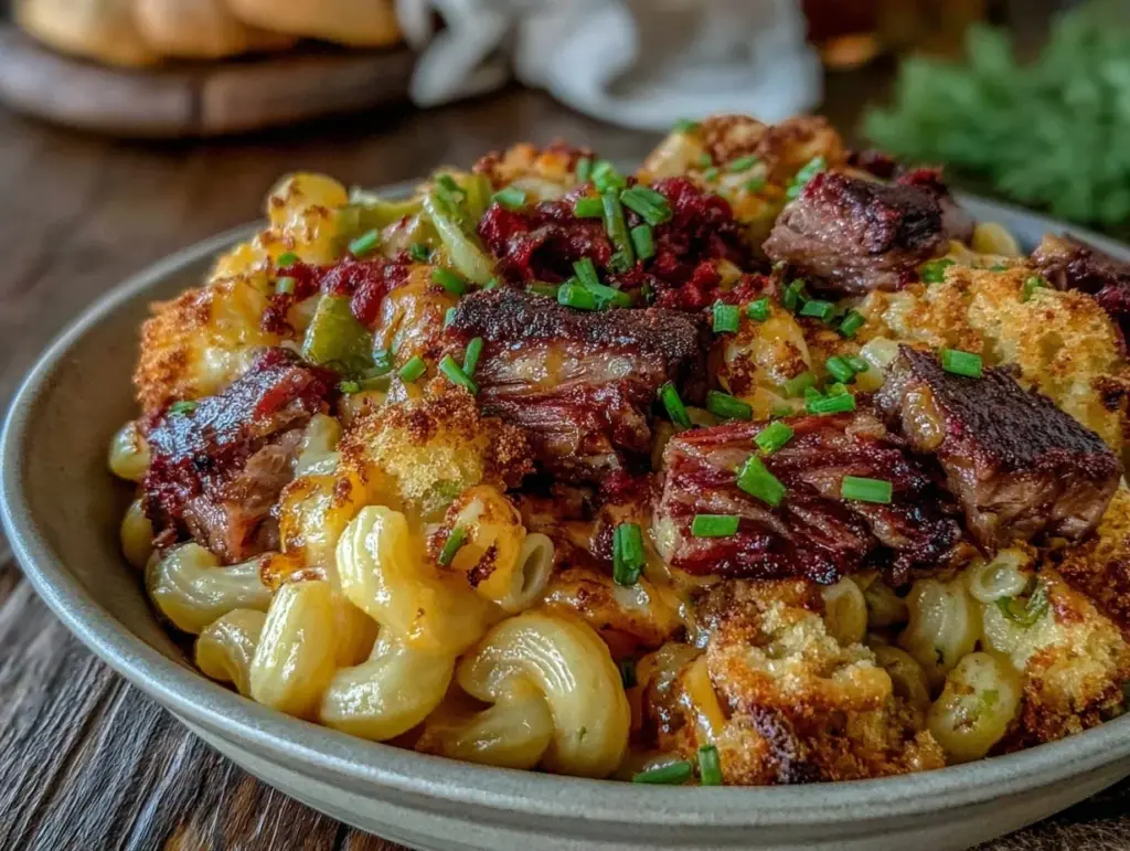 smoked brisket mac and cheese - featured image