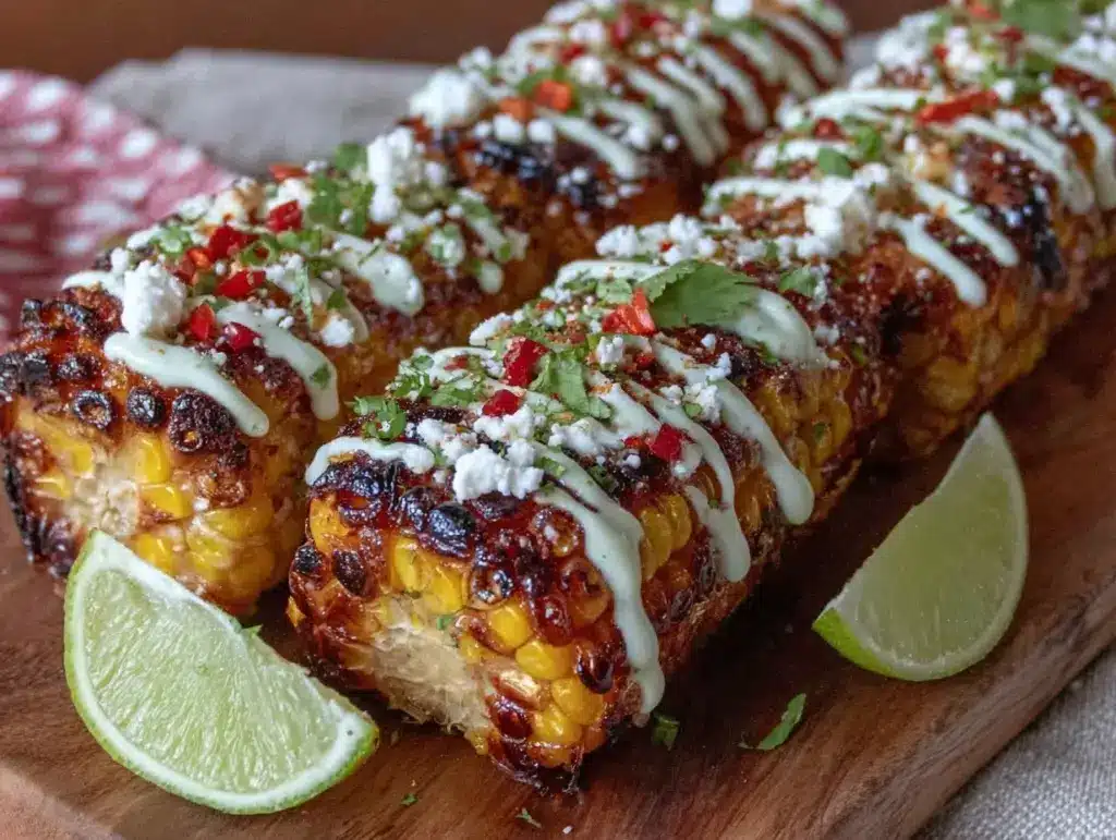 spicy honey butter grilled corn ribs - featured image