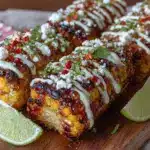 spicy honey butter grilled corn ribs - featured image