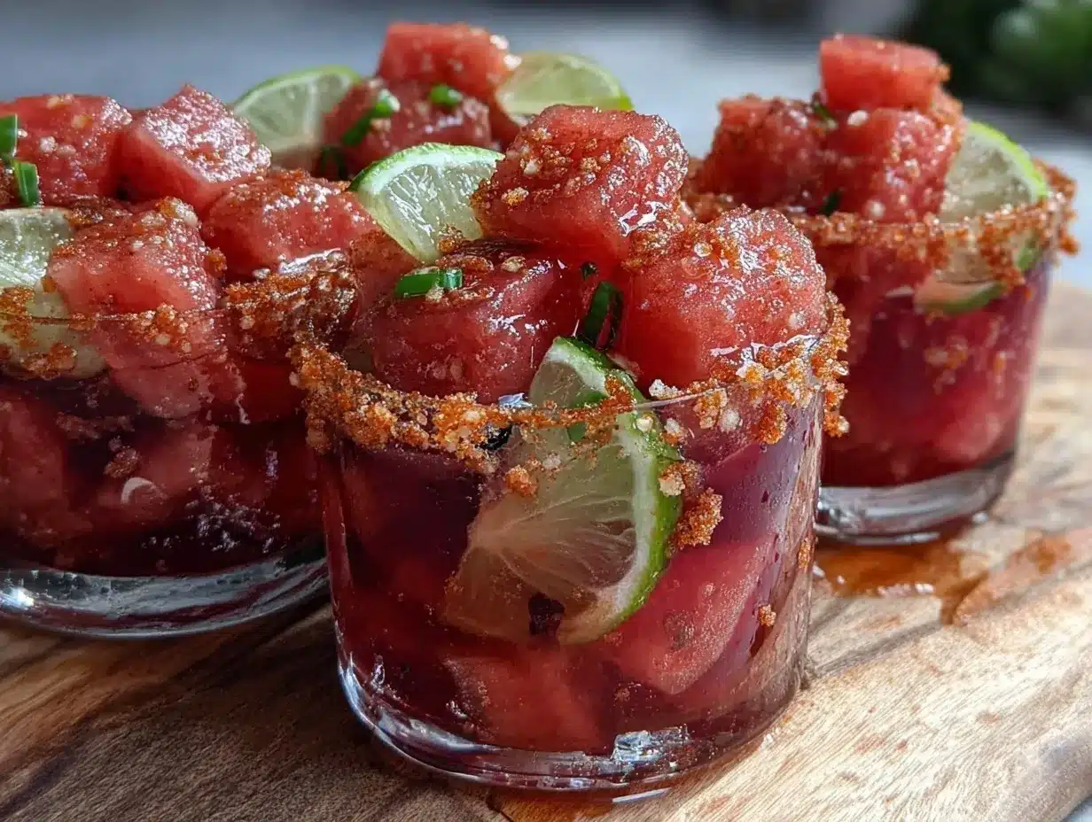 spicy watermelon michelada rim fruit cups preparation steps