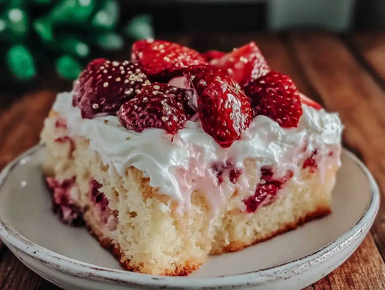 strawberry champagne poke cake preparation steps