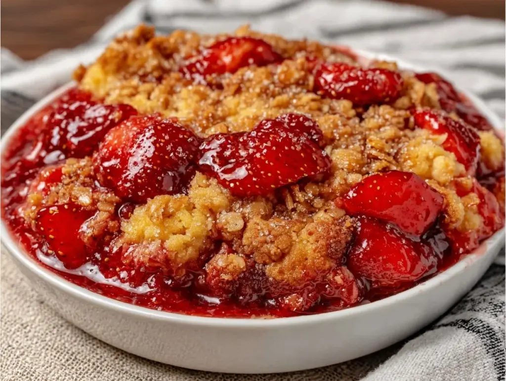 strawberry rhubarb crumble - featured image