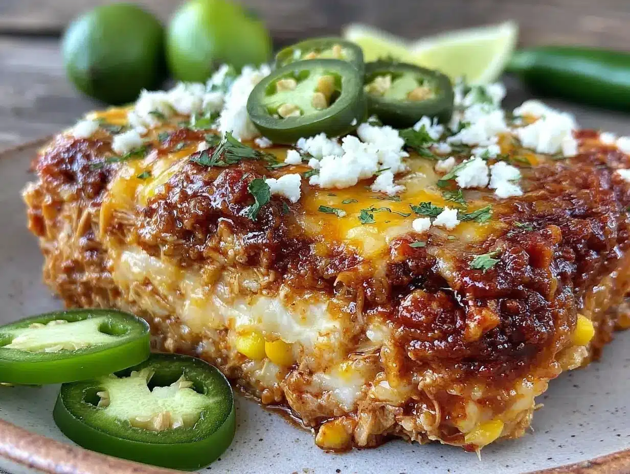 three chile chicken enchilada casserole preparation steps