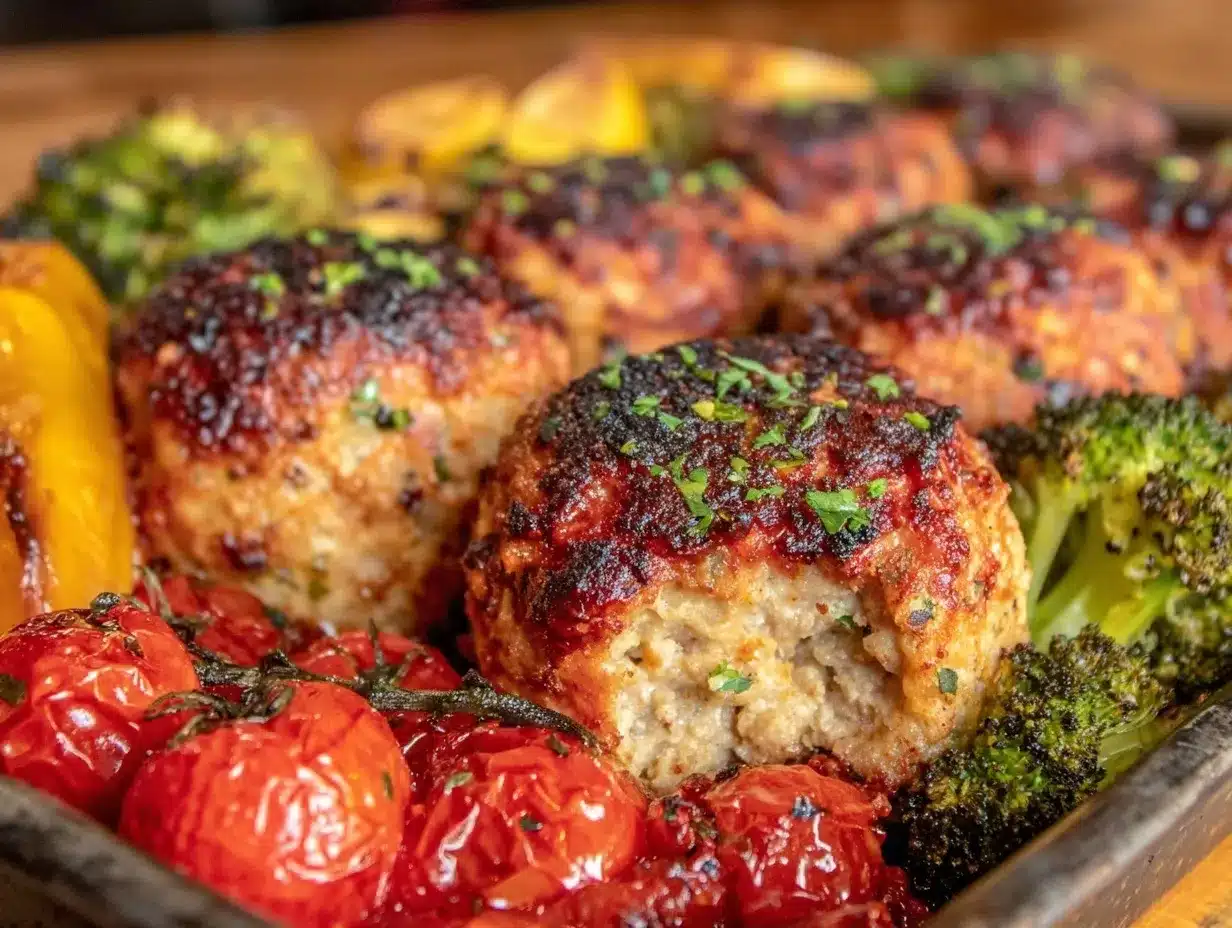 turkey meatball and veggie sheet pan meal prep preparation steps