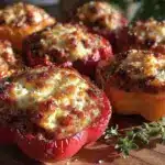 turkey spinach and feta stuffed peppers - featured image